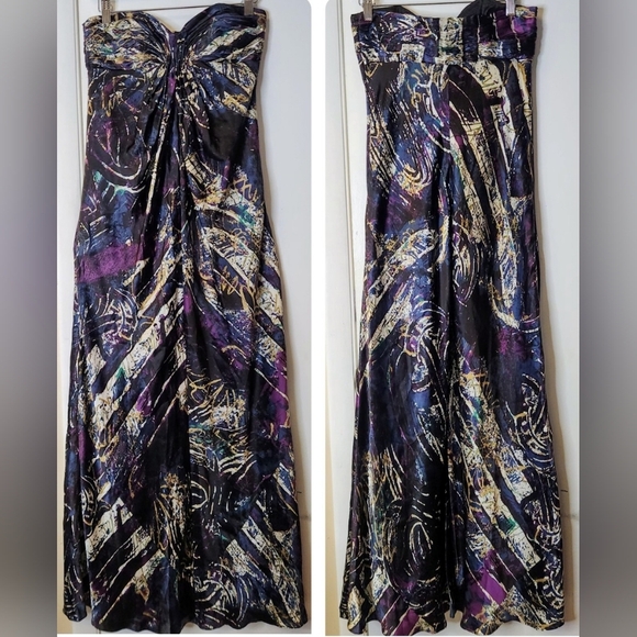 Laundry By Shelli Segal Silk Ruched Strapless Floral Mermaid Maxi Dress Size 0 - Picture 17 of 17